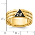 IBGoodman 10k Men's Polished and Grooved with Black Enamel Active 33rd Degree Masonic Ring - Image 7