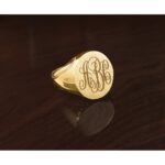 14k IBGoodman 20x18mm Men's Round Signet Ring - Image 7