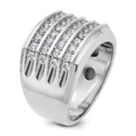 IBGoodman 14k White Gold Men's Polished and Grooved 4-Row 1 1/5 Carat AA Quality Diamond Ring - Image 8