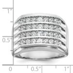 IBGoodman 10k White Gold Men's Polished and Grooved 4-Row Ring Mounting - Image 3