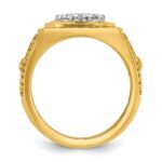 IBGoodman 10k Two-tone with Black Enamel Men's Polished Textured and Diamond-cut 1 Carat A Quality Diamond Stars and Stripes Round Cluster Ring - Image 2