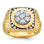 IBGoodman 14k Two-tone Men's Polished Textured and Diamond-cut Stars and Stripes Round Cluster Ring Mounting