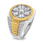 IBGoodman 14k Two-Tone 3 carat Lab Grown Diamond VS/SI+ G+ Complete Ribbed Men's Cluster Ring - Image 6