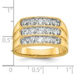14k IBGoodman Men's Polished and Grooved 3-Row Ring Mounting - Image 3