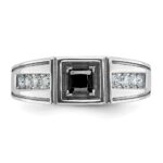 14k White Gold with Black Rhodium IBGoodman Men's Satin 7/8 carat Black and White Diamond Complete Ring - Image 6