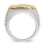 IBGoodman 14k Two-tone Men's Polished Satin and Ribbed 2 1/8 Carat AA Quality Diamond Round Cluster Ring - Image 2