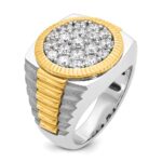 IBGoodman 14k Two-Tone 2 carat Lab Grown Diamond VS/SI+ G+ Complete Ribbed Men's Cluster Ring - Image 6