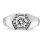 IBGoodman 14k White Gold 1 carat Lab Grown Diamond VS/SI+ G+ Complete Polished and Beaded Men's Ring - Image 4