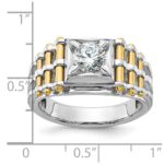 IBGoodman 14k Two-tone 1 carat Lab Grown Diamond VS/SI+ G+ Polished and Brushed Textured Complete Men's Ring - Image 8
