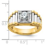 IBGoodman 14k Two-Tone 1 carat Lab Grown Diamond VS/SI+ G+ Polished and Ribbed Complete Men's Ring - Image 7
