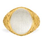 14k Two-Tone Engravable Round Signet ring - Image 4