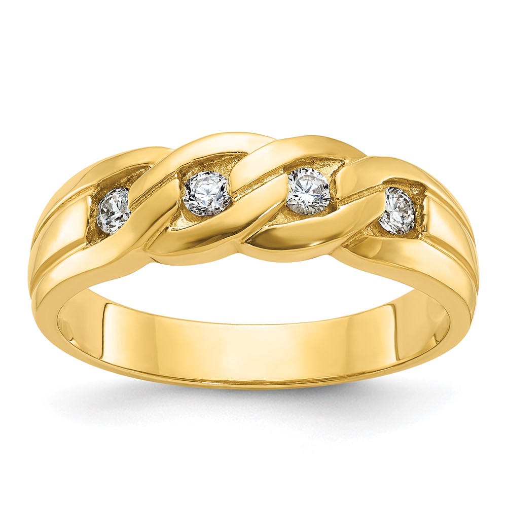 B60614-4YAA.jpg 14k IBGoodman Men's Link Design 1/4 carat Diamond Complete Ring - Image 1