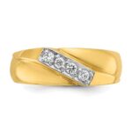 IBGoodman 14k with White Rhodium Men's Polished Curved Bypass 4-Stone 1/5 Carat AA Quality Diamond Ring - Image 6