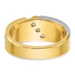 IBGoodman 14k Two-tone Men's Polished and Grooved 3-Stone 1/6 Carat AA Quality Diamond Ring - Image 5