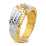 IBGoodman 14k Two-tone Men's Polished and Grooved 3-Stone 1/6 Carat AA Quality Diamond Ring - Image 6