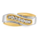 IBGoodman 14k Two-tone Men's Polished and Grooved Curved Bypass Ring Mounting - Image 6