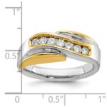 IBGoodman 14k Two-tone Men's Polished and Grooved Curved Bypass Ring Mounting - Image 3