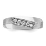 14k White Gold IBGoodman Men's Polished & Satin 5-Stone Ring Mounting - Image 6