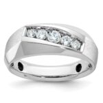 14k White Gold IBGoodman Men's Polished & Satin 5-Stone Ring Mounting