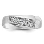 14k White Gold IBGoodman Men's Polished & Satin 5-Stone Ring Mounting - Image 6