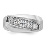 14k White Gold IBGoodman Men's Polished & Satin 5-Stone Ring Mounting - Image 5