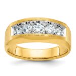 IBGoodman 14k Men's Polished and Satin 5-Stone 1 Carat AA Quality Diamond Ring