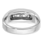 IBGoodman 14k White Gold Men's Polished Satin and Grooved 3-Stone 1/2 Carat AA Quality Diamond Ring - Image 7