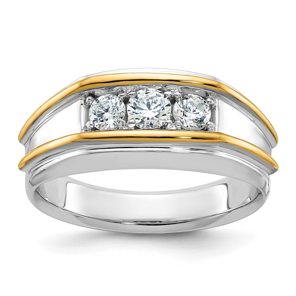 B63173-4WYAA-1.jpg IBGoodman 14k Two-tone Men's Polished 3-Stone 1/2 Carat AA Quality Diamond Ring - Image 1
