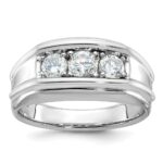 14k White Gold IBGoodman Men's 1 carat Diamond Complete Ring