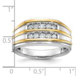 14k Two-tone IBGoodman Men's Polished 2-Row Ring Mounting - Image 3