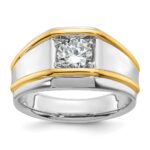 IBGoodman 14k Two-tone 1 carat Lab Grown Diamond VS/SI+ G+ Complete Polished Men's Solitaire Ring