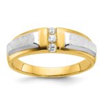 IBGoodman 14k Two-tone Polished and Satin Men's Three Stone Ring Mounting