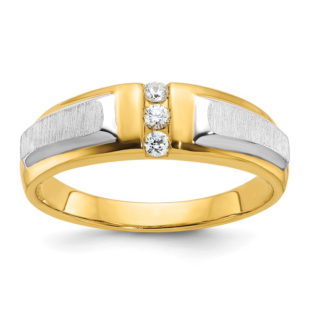 B63233-4YWAA.jpg IBGoodman 14k Two-tone Polished and Satin Men's Three Stone Ring Mounting - Image 1