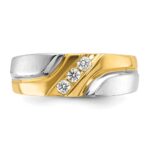 IBGoodman Two-tone 1/6 carat Lab Grown Diamond VS/SI+ G+ Complete Polished Satin and Grooved Men's Ring - Image 4