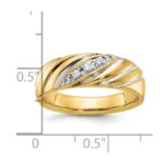 IBGoodman 14k with White Rhodium Men's Polished and Grooved 1/6 Carat AA Quality Diamond Ring - Image 3