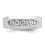 IBGoodman 14k White Gold Men's Polished and Satin 5-Stone 1/2 Carat AA Quality Diamond Ring - Image 6