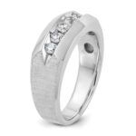IBGoodman 14k White Gold Men's Polished and Satin 5-Stone 1/2 Carat AA Quality Diamond Ring - Image 8