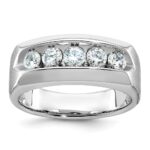 14k White Gold IBGoodman Men's Polished & Satin 5-Stone Ring Mounting