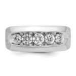 IBGoodman 14k White Gold 1 carat Lab Grown Diamond VS/SI+ G+ Five Stone Complete Polished and Satin Men's Ring - Image 4