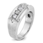 IBGoodman 14k White Gold Men's Polished and Satin 5-Stone 1 Carat AA Quality Diamond Ring - Image 8