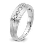 IBGoodman 14k White Gold Men's Polished Satin and Grooved 1/4 Carat AA Quality Diamond 5-Stone Ring - Image 8