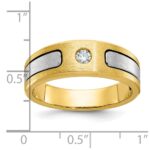 14k Two-tone IBGoodman Men's Polished and Satin 1/10 carat Diamond Complete Ring - Image 3