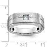 14k White Gold IBGoodman Men's Polished and Satin 1/6 carat Diamond Complete Ring - Image 3