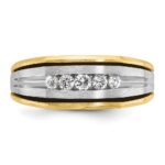 IBGoodman 14k Two-tone with Black Rhodium Men's Polished Satin and Grooved 5-Stone 1/4 Carat AA Quality Diamond Ring - Image 6
