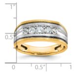 IBGoodman 10k Two-tone with Black Rhodium Men's Polished Satin and Grooved 5-Stone 1/2 Carat A Quality Diamond Ring - Image 3