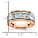 IBGoodman 14k White and Rose Gold with Black Rhodium Men's Polished Satin and Grooved 5-Stone 1/2 Carat AA Quality Diamond Ring - Image 3