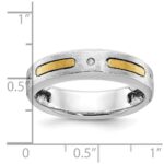 14k Two-tone IBGoodman Men's Polished and Satin Diamond Complete Ring - Image 3