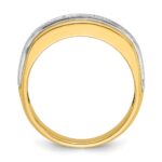 IBGoodman 14k Two-tone Men's Polished Satin and Grooved 7-Stone 3/4 Carat AA Quality Diamond Ring - Image 2