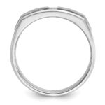 IBGoodman 14k White Gold Men's Polished Antiqued and Satin 1/10 Carat AA Quality Diamond Ring - Image 2