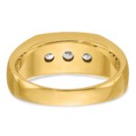 IBGoodman 14k with White Rhodium Men's Polished Satin and Grooved 3-Stone 1/2 Carat AA Quality Diamond Ring - Image 7